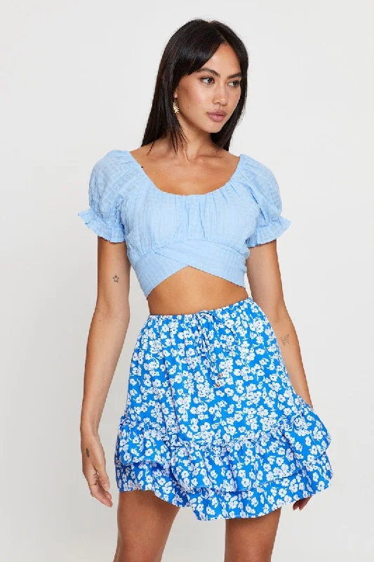 Print Flare Skirt Mini High Rise velvet skirt plush