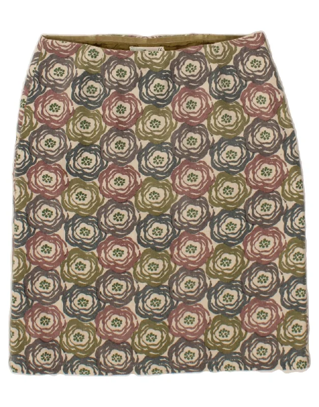 SEASALT Womens Abstract Pattern Straight Skirt UK 10 Small W30 Khaki denim skirt trendy