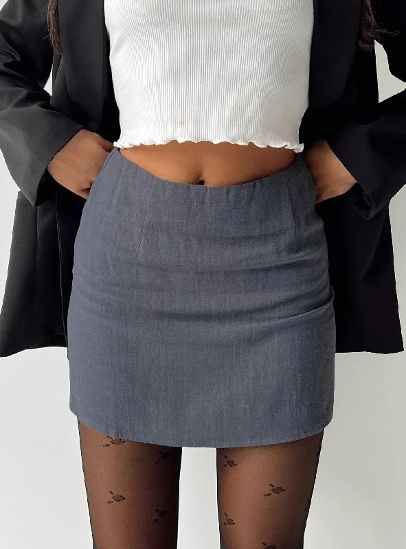 Selby Mini Skirt Grey Petite chiffon skirt delicate