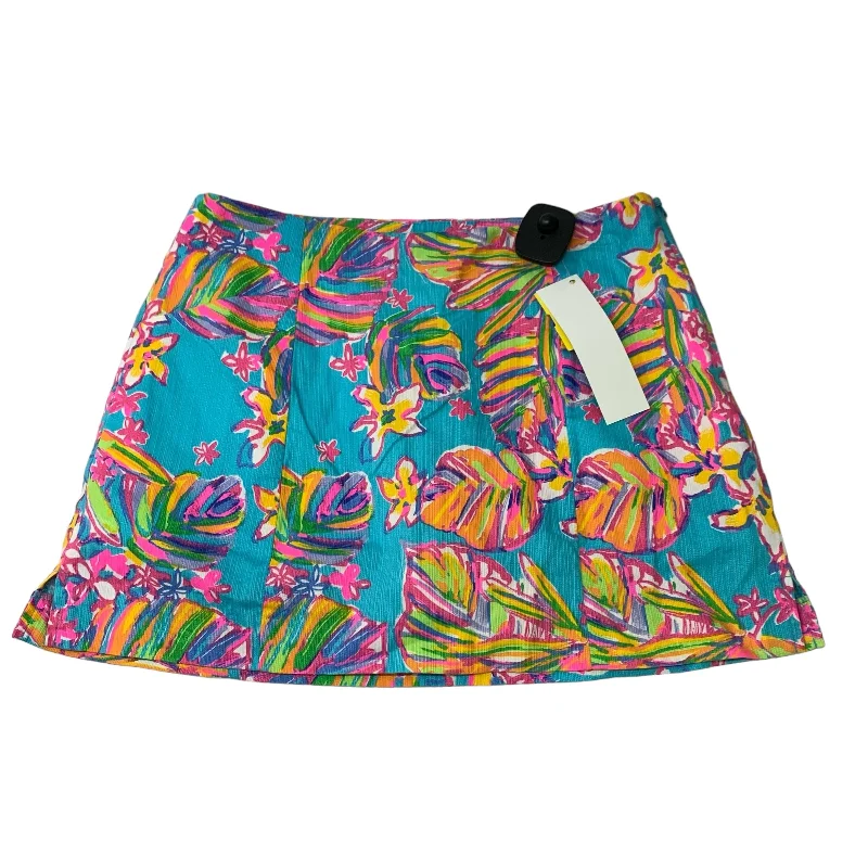 Skort Designer By Lilly Pulitzer In Blue & Pink, Size: S satin skirt smooth