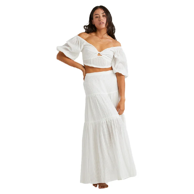 BILLABONG WOMENS DEL SOLE SKIRT WHITE flowy skirt hem