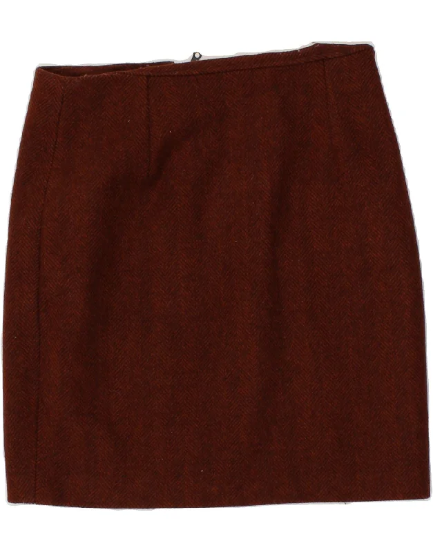 VINTAGE Womens Pencil Skirt W32 Large Maroon Herringbone velvet skirt sumptuous