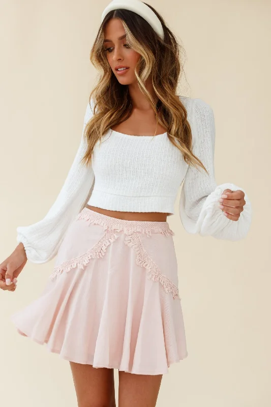 Wildflower Tassel Trim A-line Skirt Pink chiffon skirt lightweight